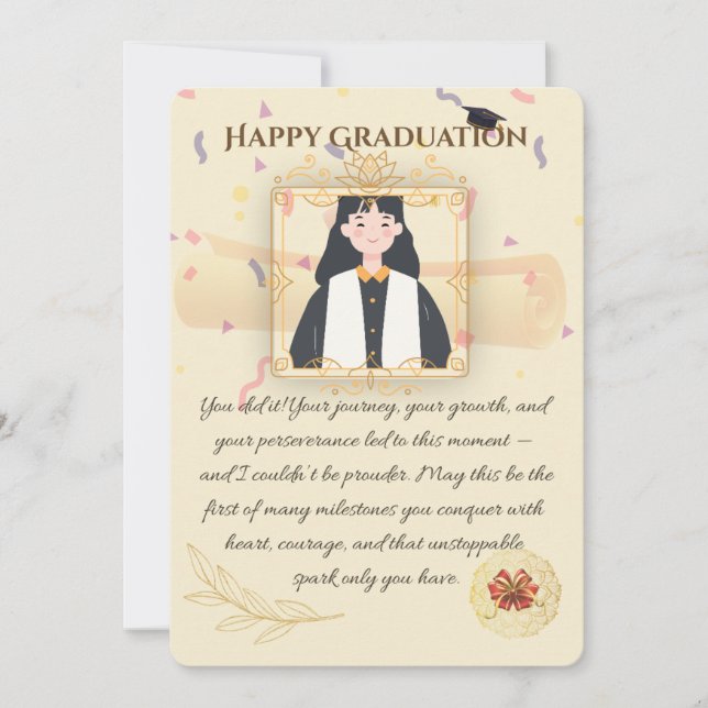 Élégante carte Gold Graduation (Devant)
