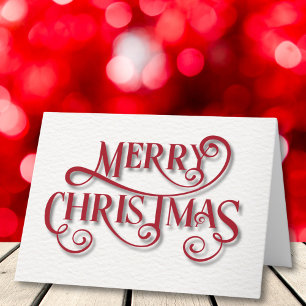 Elégante carte Joyeux Script de Noël avec Gold Tre
