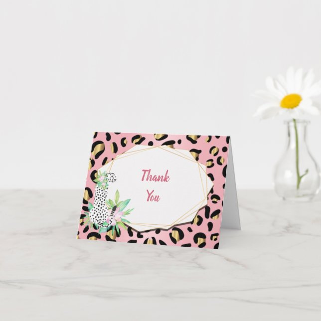 Elégante carte Leopard Note rose et or (Petite plante)