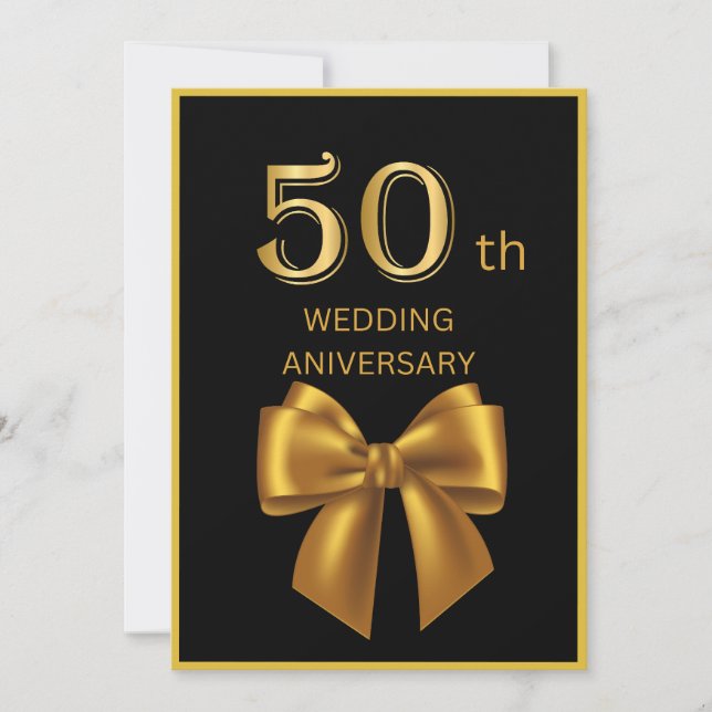 élégante carte mariage 50e anniversaire Black & Go (Devant)