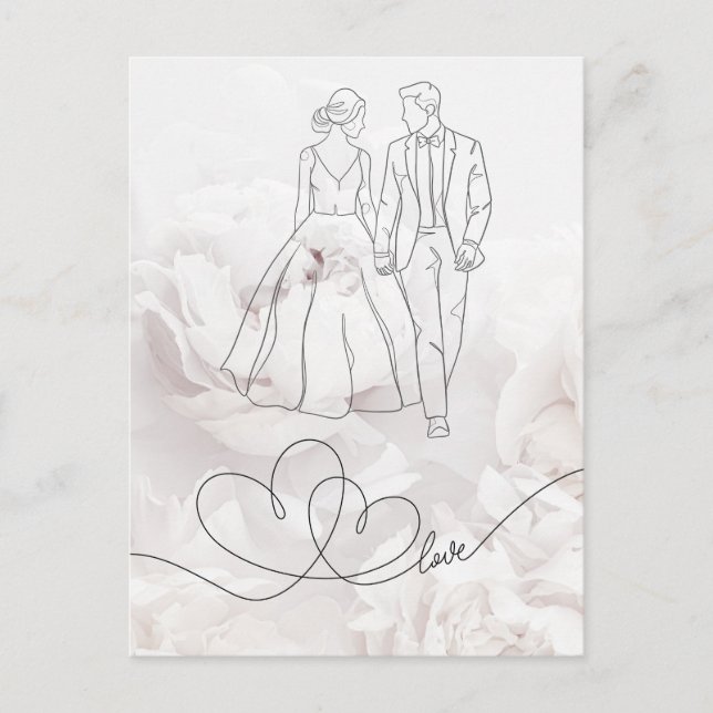 Élégante carte Mariage blanc minimaliste (Devant)