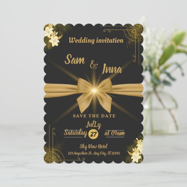 Elégante carte mariage double face et luxe (Debout devant)