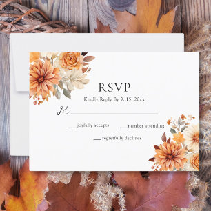 Elégante carte Mariage Rsvp d'aquarelle automne