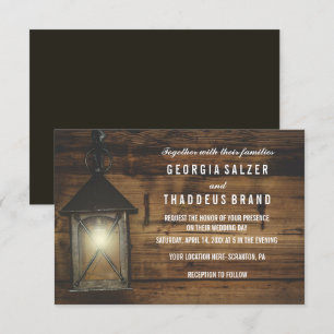 Élégante carte Mariage Rustic Lights