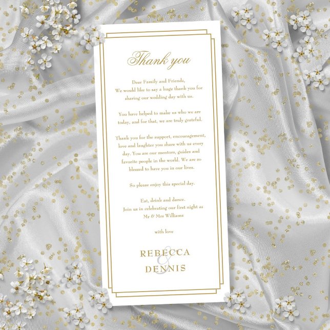 Elégante Carte Merci de réception Gold (Eleagnt Gold Reception Thank You Place Card)