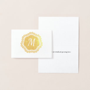 Elégante carte Monogramme Gold Foil
