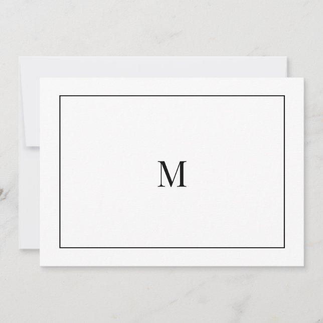 Élégante carte Monogramme noir et blanc (Devant)