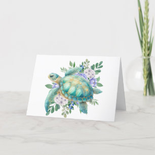 Elégante carte Pastel Watercolor Sea Turtle Note