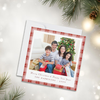 Elégante carte photo de Noël Carré rouge