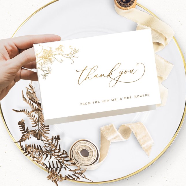 Élégante carte pliée de Merci Mariage doré (Créateur téléchargé)