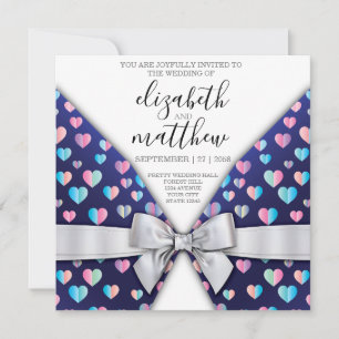 Élégante carte postale Bow and Heart Speckles