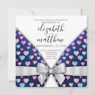 Élégante carte postale Bow and Heart Speckles