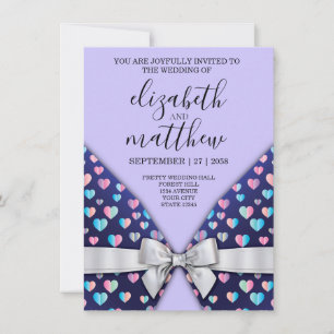 Élégante carte postale Bow and Heart Speckles