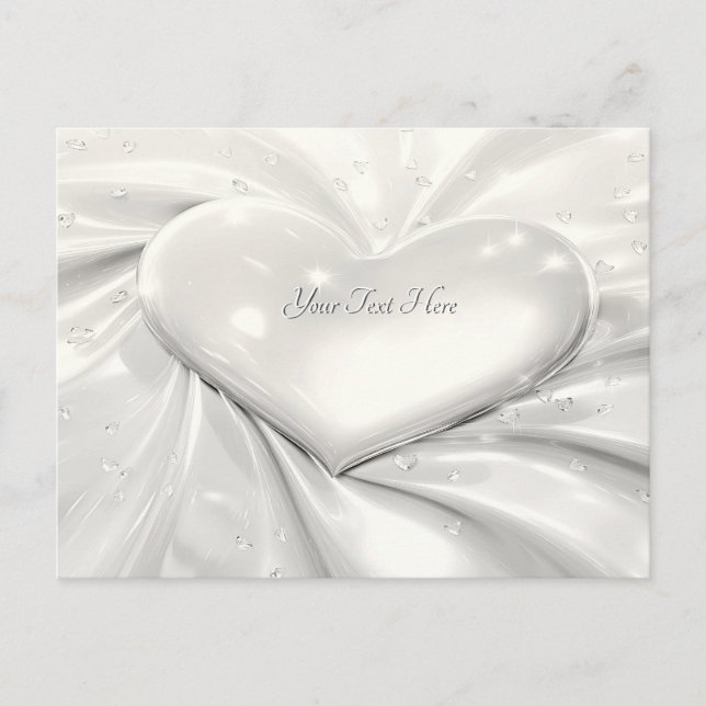 Elégante carte postale Coeur crème blanche (Devant)