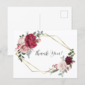 Elégante carte postale de Merci Floral Géométrique