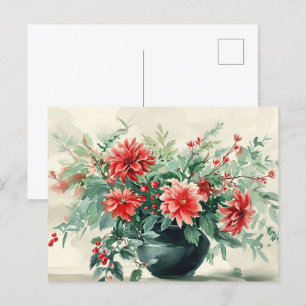 Elégante carte postale florale Vintage d'hiver
