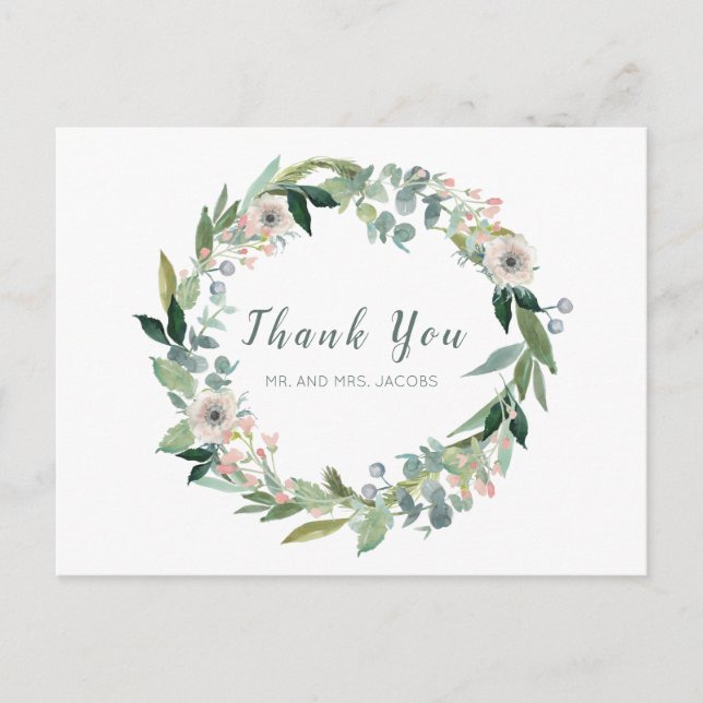 Elégante carte postale Mariage de Merci de couronn (Devant)