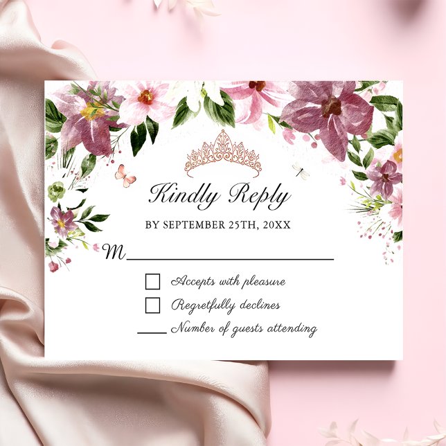 Elégante carte Quinceañera RSVP (Créateur téléchargé)
