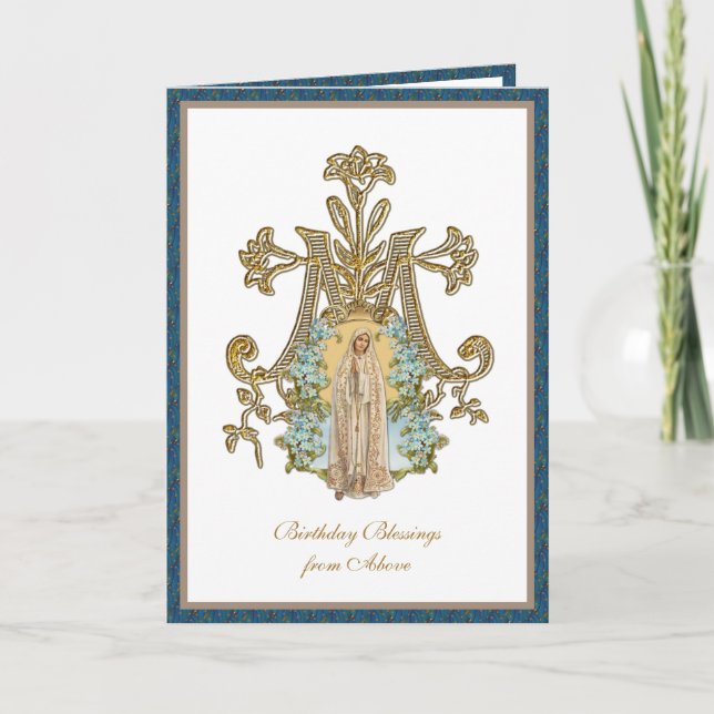 Elégante carte religieuse Vierge Marie Fatima (Devant)