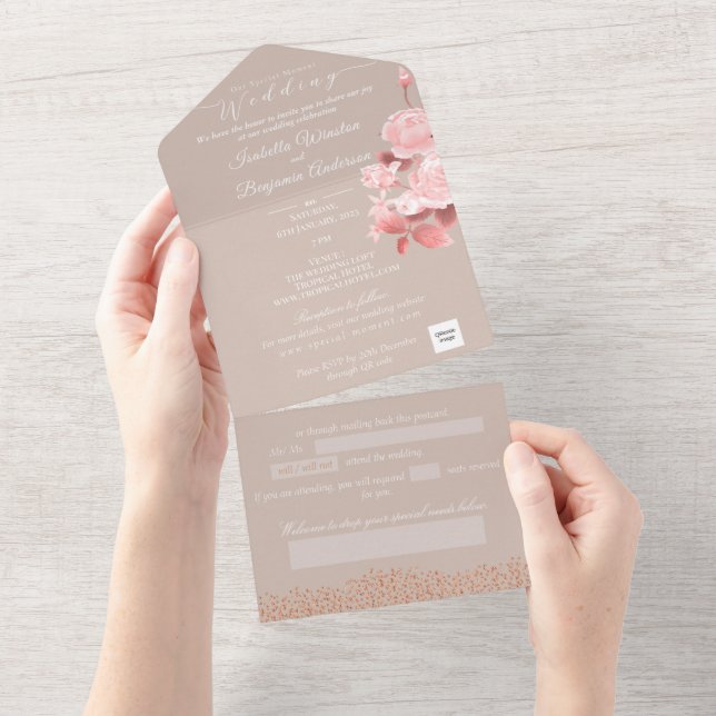 Élégante carte Rose chic (Déchirure)