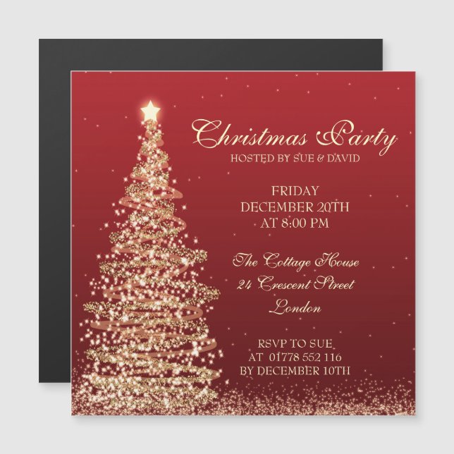 Élégante carte rouge de Noël (Devant / Derrière)