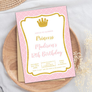 Elégante carte Royal Frame Party pour filles