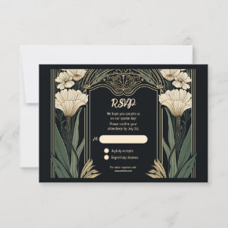 Elégante carte RSVP Art Nouveau foncé