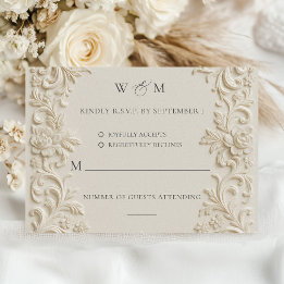 Elégante carte RSVP baroqueWedding