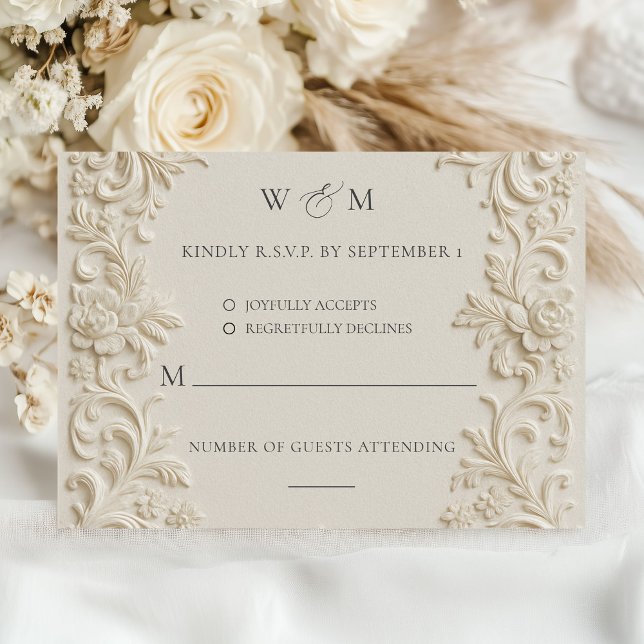 Elégante carte RSVP baroqueWedding (Elegant Baroque Wedding RSVP Card)
