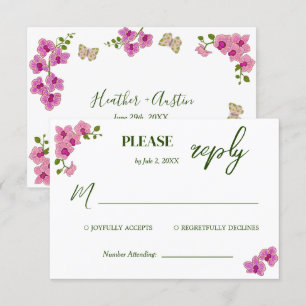 Elégante carte RSVP Bohème Delicate Purple Orchidé