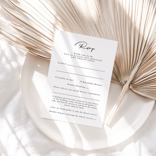 Élégante carte RSVP Calligraphie noir et blanc (Créateur téléchargé)