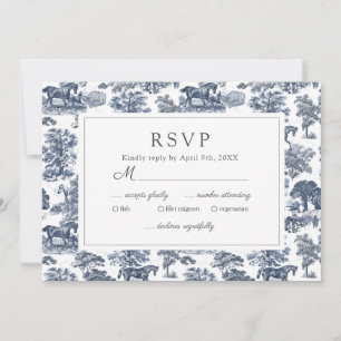 Elégante carte RSVP Cheval de Toile Bleue Chic Vin