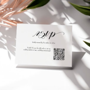 Elégante carte RSVP Code QR Mariage de calligraphi