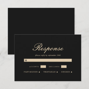 Élégante carte RSVP de mariage classique noir