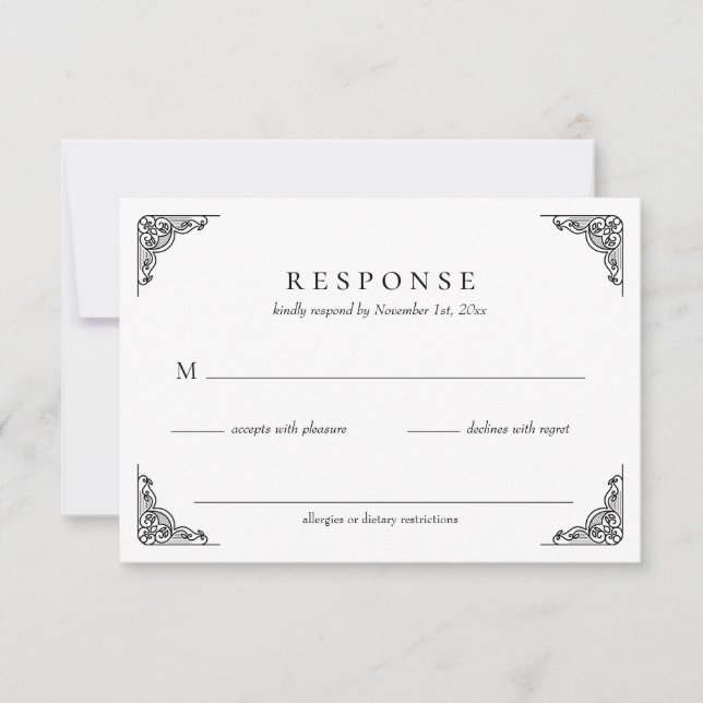 Élégante carte RSVP de mariage classique simple (Devant)