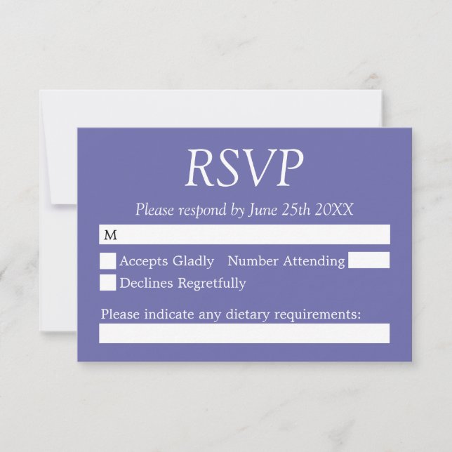 Elégante carte RSVP de mariage de lavande (Devant)