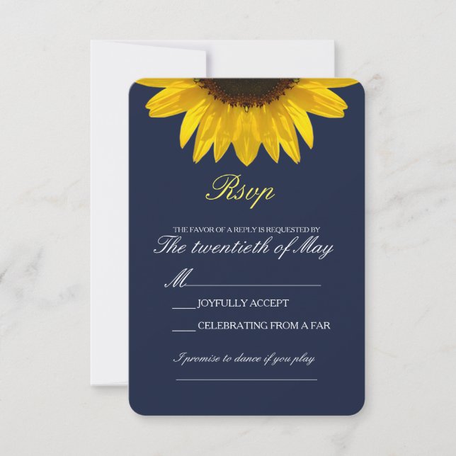Elégante carte Rsvp de mariage de tournesol (Devant)