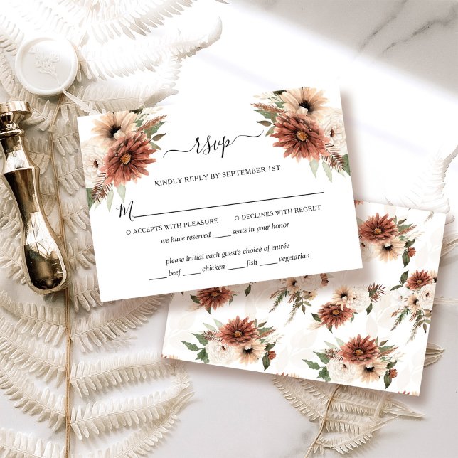 Elégante carte RSVP de mariage en terre cuite Boho (Créateur téléchargé)