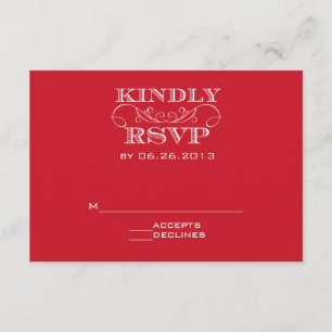 Élégante carte RSVP de mariage Red Swirl