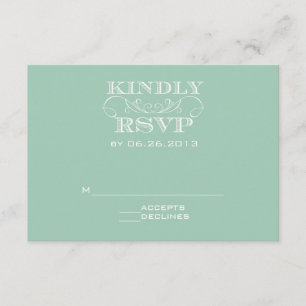 Elégante carte RSVP de mariage Swirl Mint