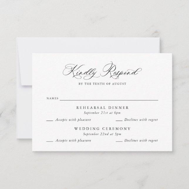 Élégante carte RSVP de répétition de Mariage multi (Devant)