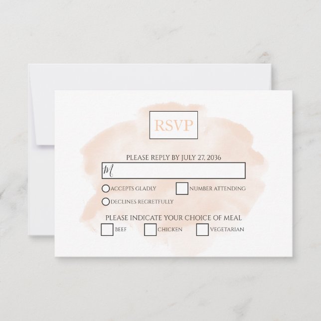 Elégante carte RSVP mariage aquarelle (Devant)