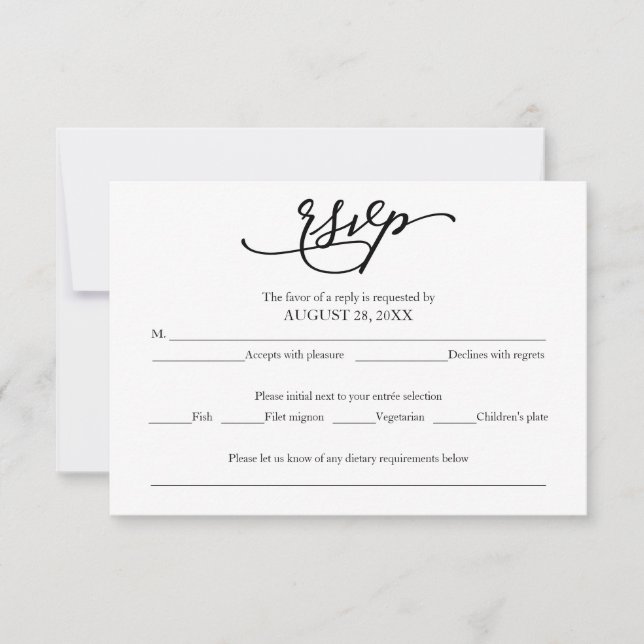 Élégante carte RSVP Mariage Calligraphie (Devant)