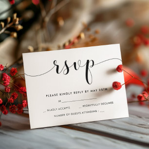 Elégante carte RSVP mariage noir et blanc