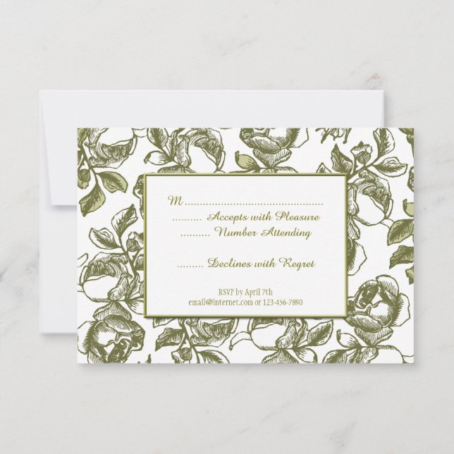 Elégante carte RSVP personnalisée Rose blanche et  (Dos)