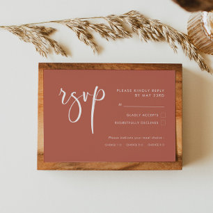 Elégante carte RSVP Red Clay avec choix de repas