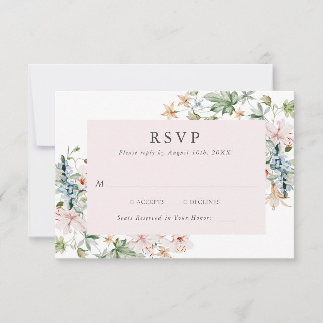 Elégante carte RSVP Rose Floral (Devant)
