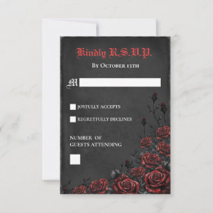Elégante carte RSVP Rose rouge et noire gothique