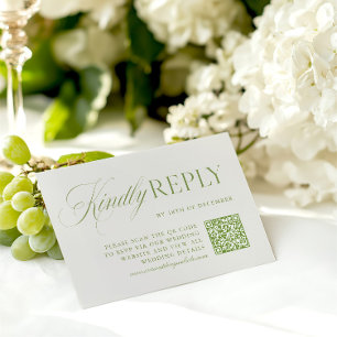 Elégante carte RSVP Sage Green & Beige QR Code RSV