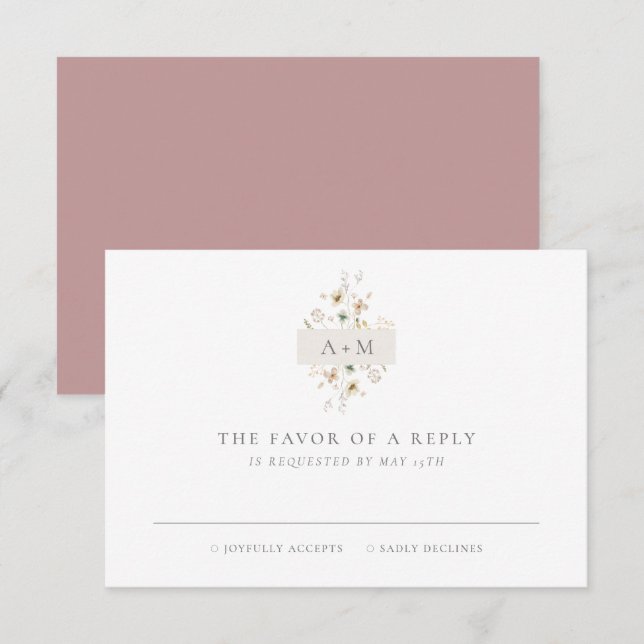 Élégante carte RSVP simple et minimale de mariage  (Devant / Derrière)
